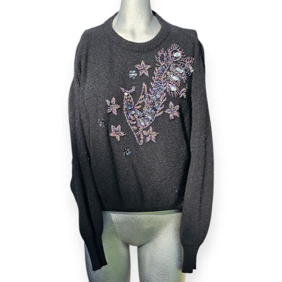 Vintage Black Lambswool Beaded Sweater - Picture 11 of 11